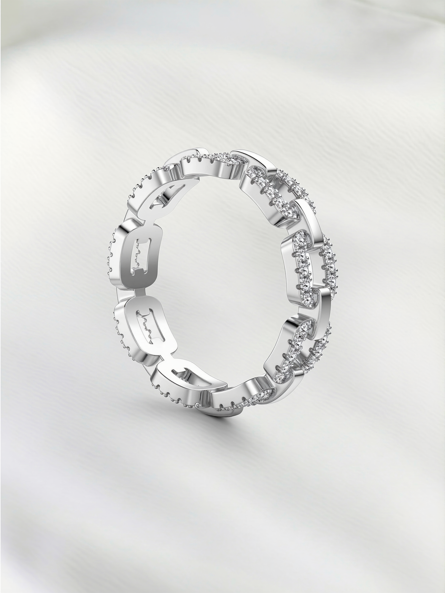 Cuban Chain Link Moissanite Ring