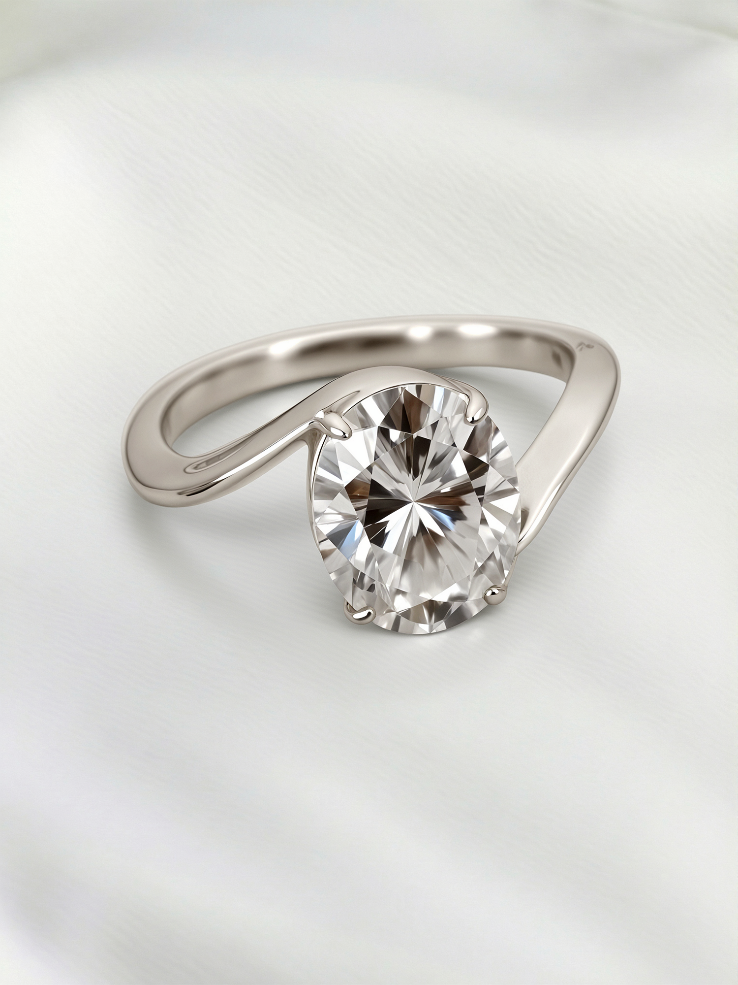 Modern Bypass Oval Moissanite Ring