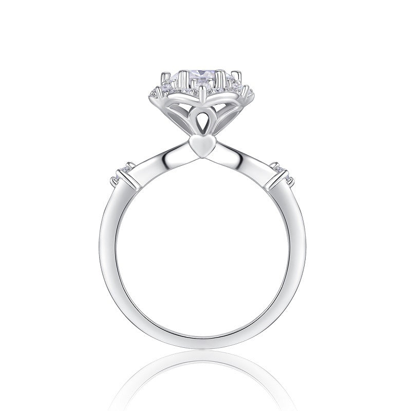 Moissanite Round-Cut Halo Engagement Ring 1 ct tw 925 Silver